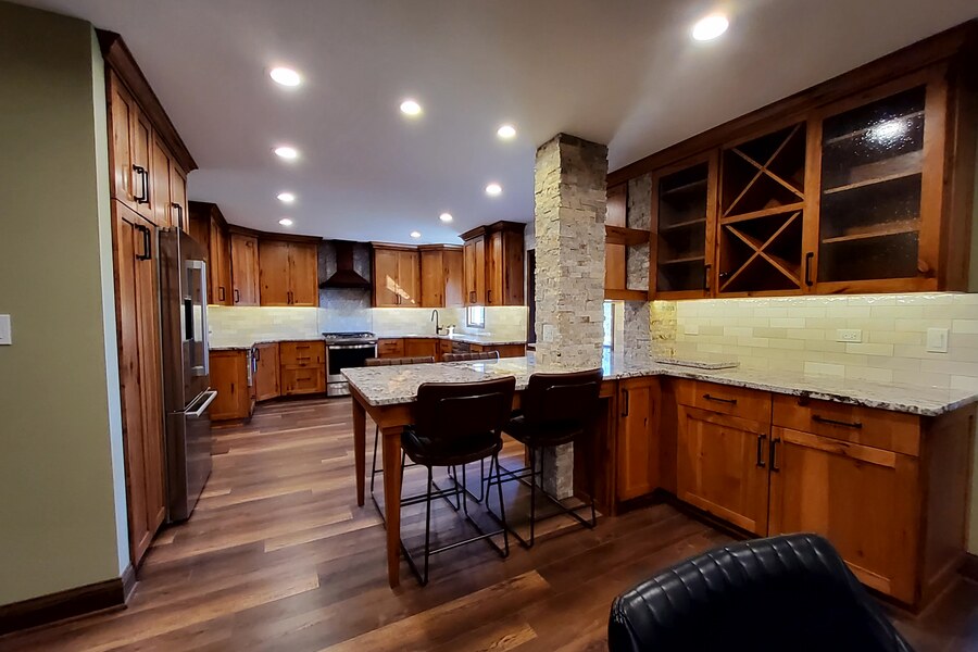 After: warm alder kitchen