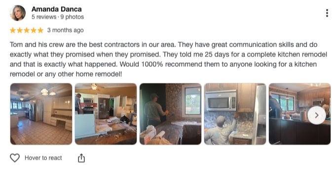 5-star Google review from Amanda Danca